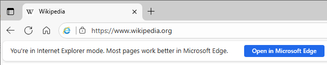 Edge Internet Explorer mode