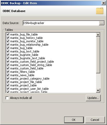 ODBC Backup Setup