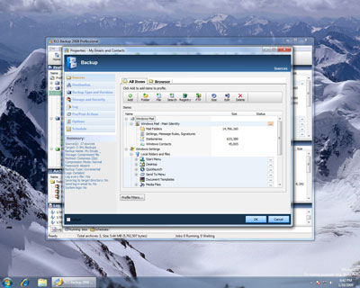 KLS Backup 2008 running on Windows 7 Beta